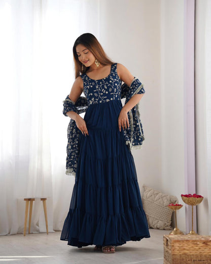 Blue anarkali set