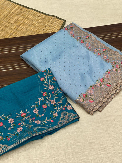 Twill net saree