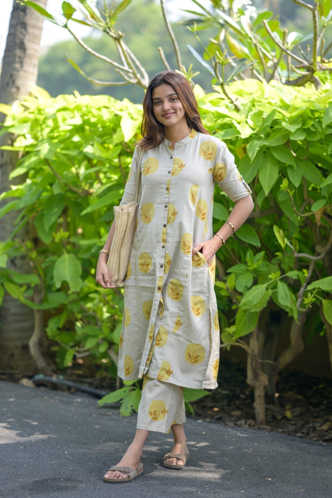 Floral yellow kurti