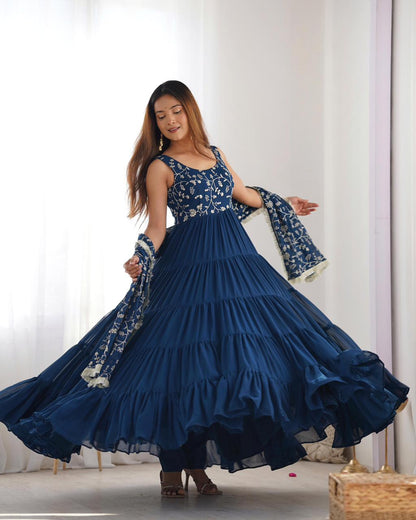 Blue anarkali set