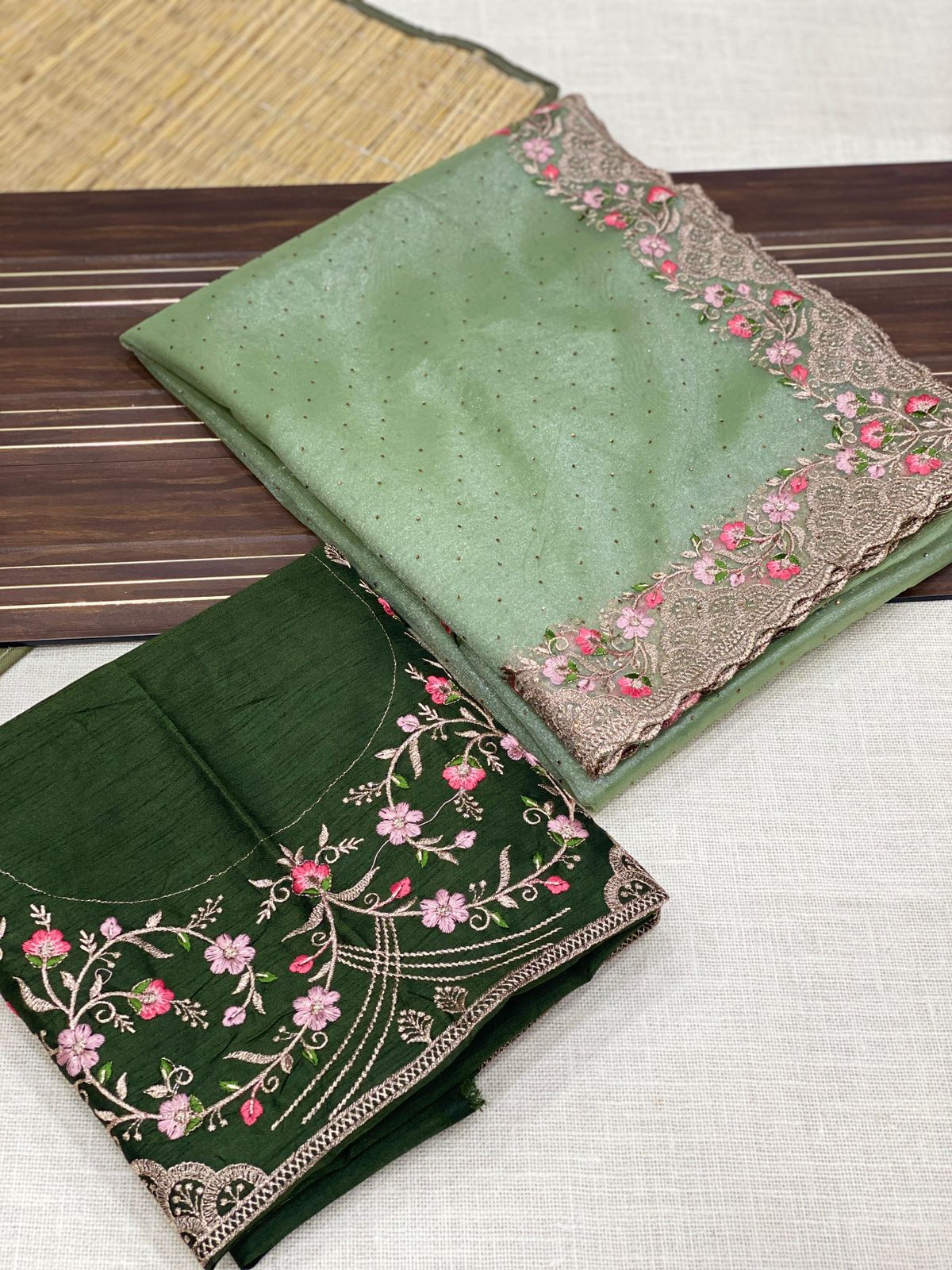 Twill net saree