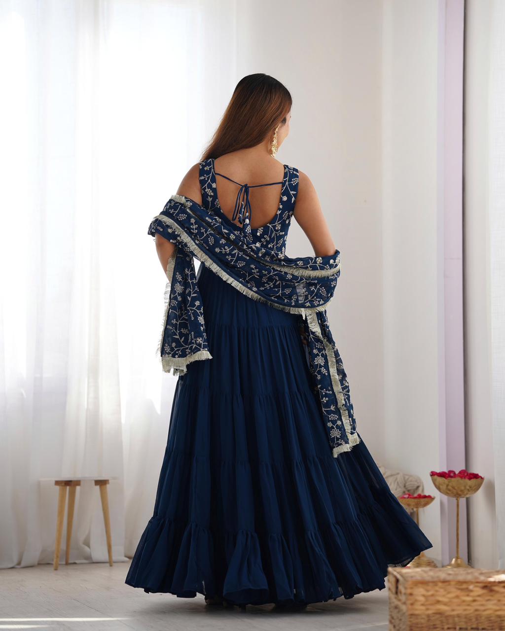 Blue anarkali set