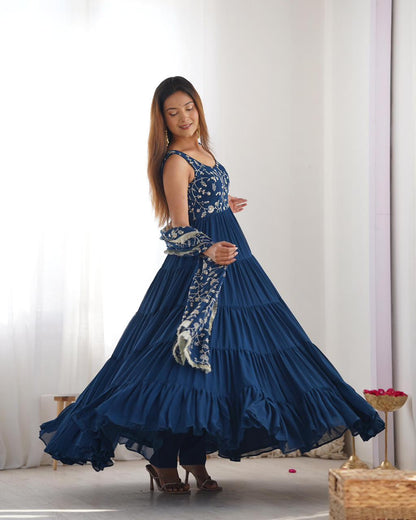 Blue anarkali set